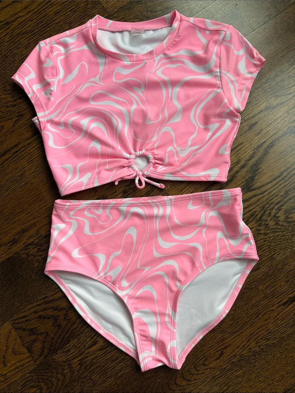 Old Navy Pink Swirl and Green Mix Girls' Swim Set Bundle